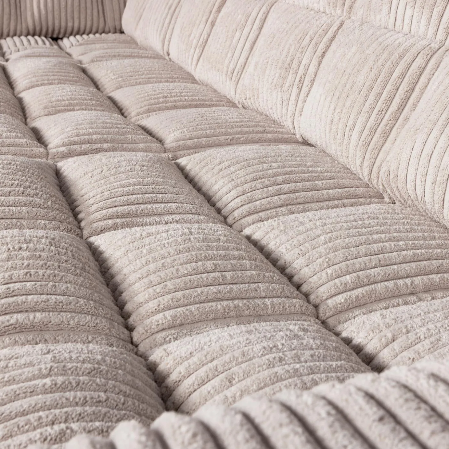 Second date hoekbank links grove ribstof naturel - Loft24.nl