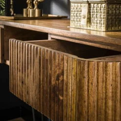 Sidetable / Kaptafel Wave Mangohout met slanke metalen poot - Loft24.nl