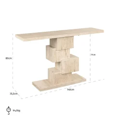 Sidetable Arvada Travertin 140 cm - Beige - Loft24.nl