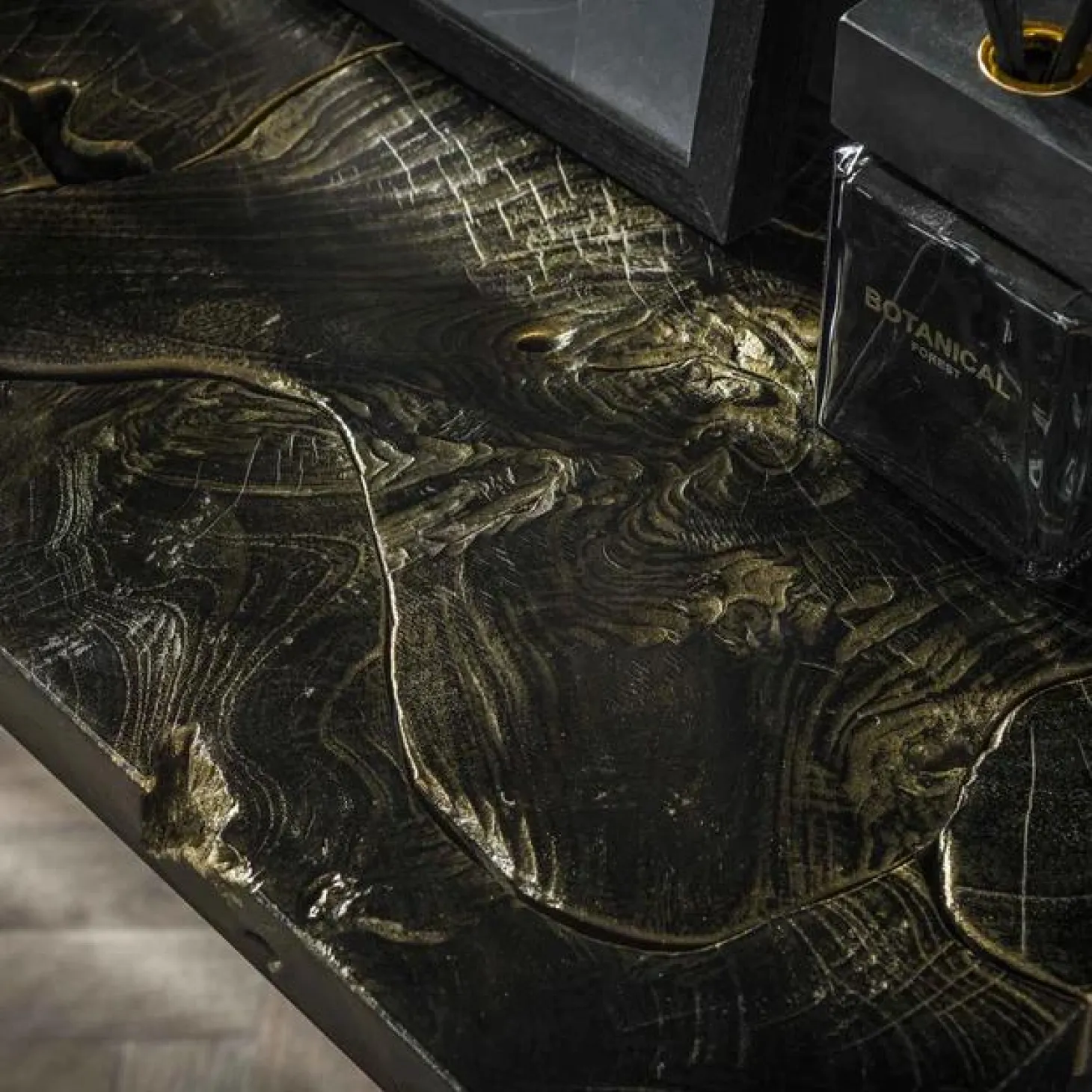 Sidetable B&G Teakhout 100cm - zwart/Goud - Loft24.nl