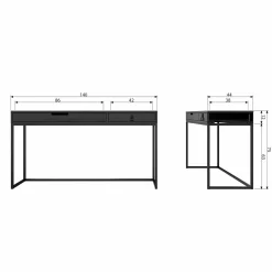 Sidetable Silas Grenen, 140cm, kleur Zwart - Loft24.nl