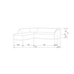 Sloping hoekbank links grijs/zwart melange - Loft24.nl