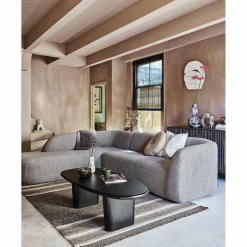 Sloping hoekbank links lichtbruin melange - Loft24.nl