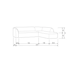 Sloping hoekbank rechts grijs/zwart melange - Loft24.nl
