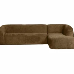 Sloping hoekbank rechts structure velvet brass - Loft24.nl