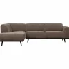 Statement hoekbank links platte brede rib taupe - Loft24.nl