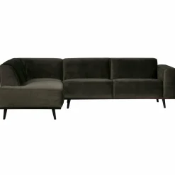 Statement hoekbank links fluweel warm groen - Loft24.nl