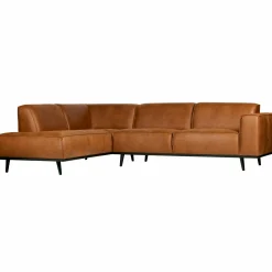 Statement hoekbank links lederlook cognac - Loft24.nl