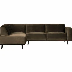 Statement hoekbank links fluweel taupe - Loft24.nl