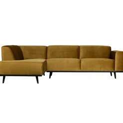 Statement hoekbank links fluweel honinggeel - Loft24.nl