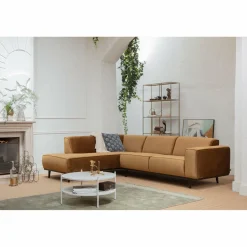 Statement hoekbank links fluweel honinggeel - Loft24.nl