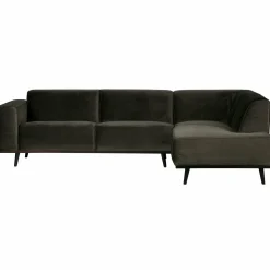 Statement hoekbank rechts fluweel warm groen - Loft24.nl