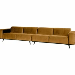Statement xl 4-zits bank 372 cm fluweel honinggeel - Loft24.nl