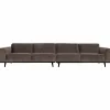 Statement xl 4-zits bank 372 cm platte brede rib taupe - Loft24.nl