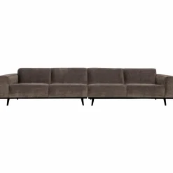 Statement xl 4-zits bank 372 cm platte brede rib taupe - Loft24.nl