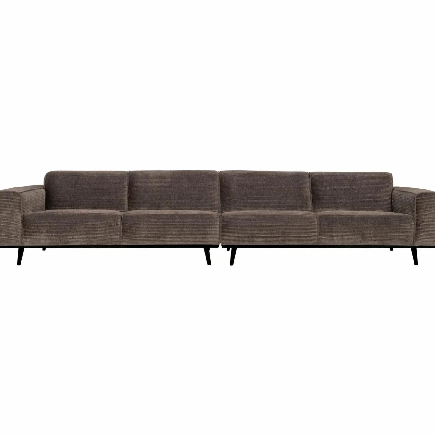 Statement xl 4-zits bank 372 cm platte brede rib taupe - Loft24.nl