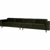 Statement xl 4-zits bank 372 cm fluweel warm groen - Loft24.nl