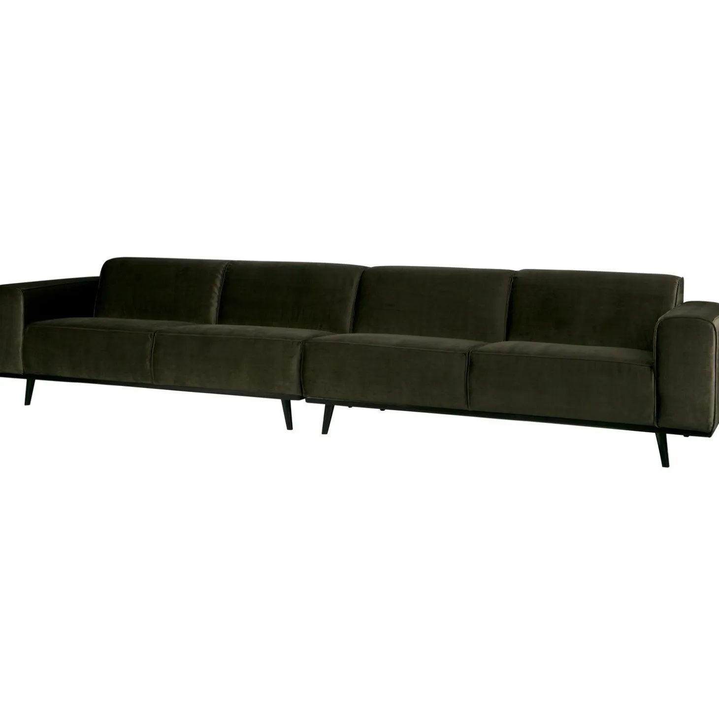 Statement xl 4-zits bank 372 cm fluweel warm groen - Loft24.nl