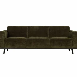 Statement 3-zits bank 230 cm brede platte rib warm groen - Loft24.nl