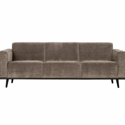 Statement 3-zits bank 230 cm brede platte rib taupe - Loft24.nl