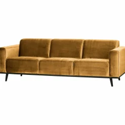 Statement 3-zits bank 230 cm fluweel honinggeel - Loft24.nl