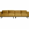 Statement 4-zits bank 280 cm fluweel honinggeel - Loft24.nl