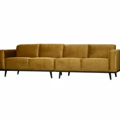Statement 4-zits bank 280 cm fluweel honinggeel - Loft24.nl