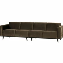 Statement 4-zits bank 280 cm fluweel taupe - Loft24.nl