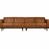 Statement 4-zits bank 280 cm lederlook cognac - Loft24.nl