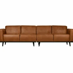 Statement 4-zits bank 280 cm lederlook cognac - Loft24.nl