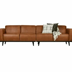 Statement 4-zits bank 280 cm lederlook cognac - Loft24.nl