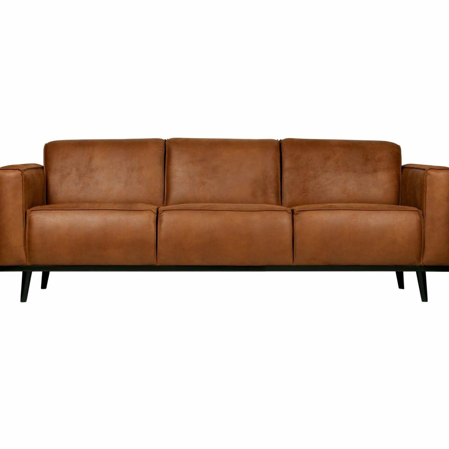 Statement 3-zits bank 230 cm lederlook cognac - Loft24.nl