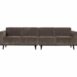 Statement 4-zits bank 280 cm platte brede rib taupe - Loft24.nl