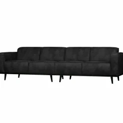 Statement 4-zits bank 280 cm suedine zwart - Loft24.nl