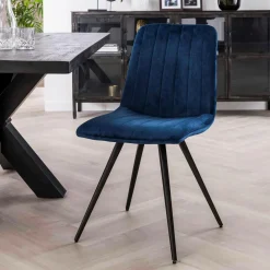 Stoel Straight Stitch Velvet - Blauw - Loft24.nl