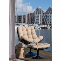 Tuinhocker Vive Outdoor Rattan Zand / Zwart - Loft24.nl