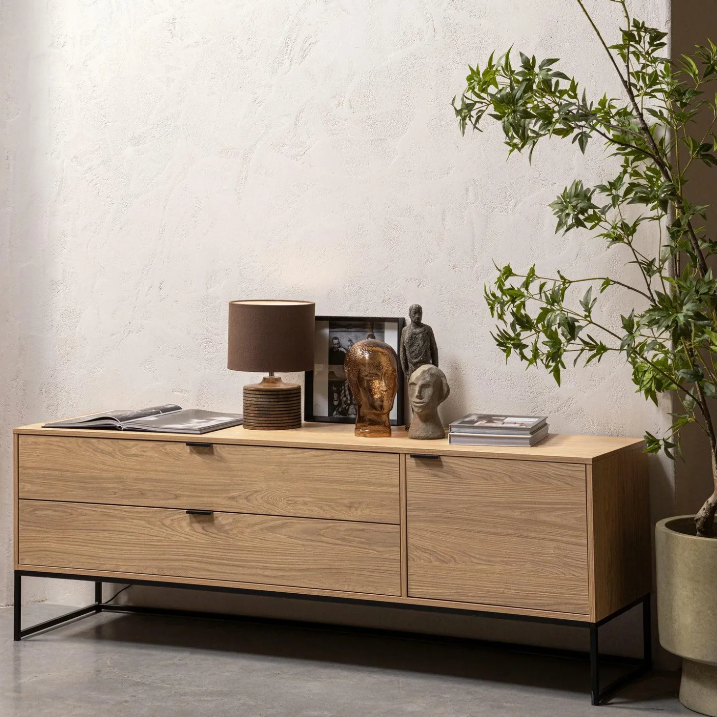 TV -meubel Silas Eiken 180cm - Naturel - Loft24.nl