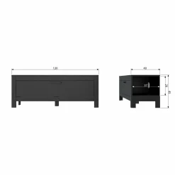 TV-meubel Bonk Grenen 120cm - Zwart - Loft24.nl