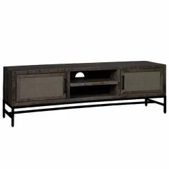 TV-meubel Carini Hout en Webbing 160 cm - Zwart - Loft24.nl