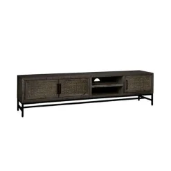 TV-meubel Carini Hout en Webbing 200 cm - Zwart - Loft24.nl