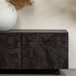 TV-meubel Counter Mangohout 160cm - zwart - Loft24.nl