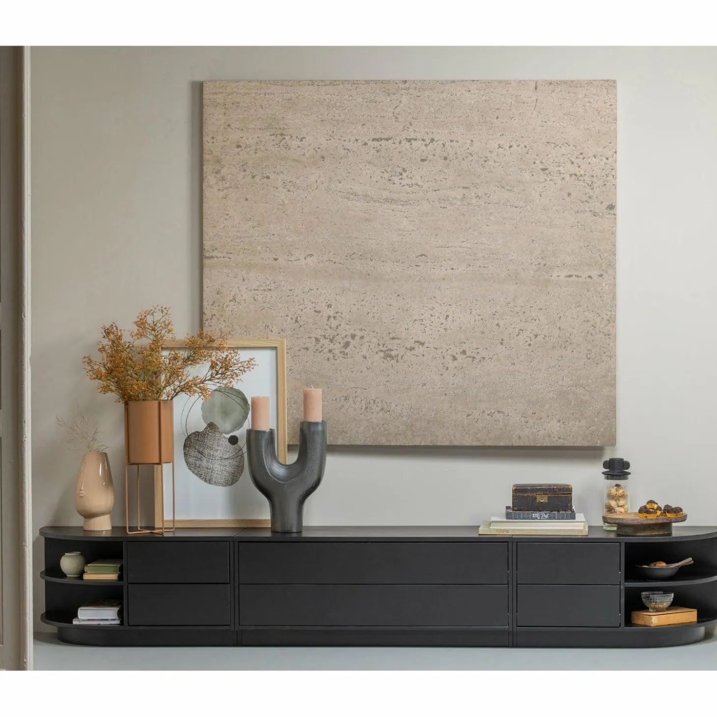 TV-meubel Finca Rechts Mat zwart 78cm - Loft24.nl