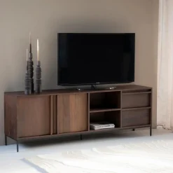 TV-meubel Jimmy Mangohout en Metaal 180cm - Bruin - Loft24.nl