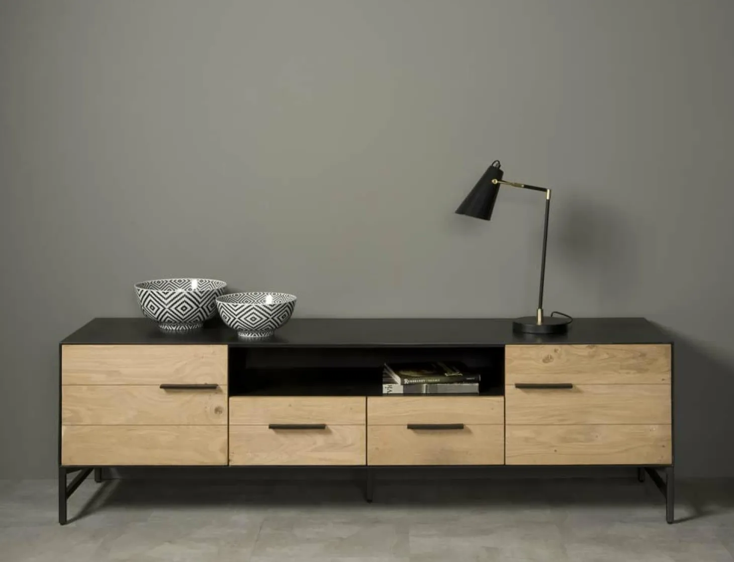 TV-meubel Lido Eiken en metaal 190 cm - Loft24.nl