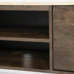 TV-Meubel Lio Mangohout Travertin 200cm - bruin - Loft24.nl