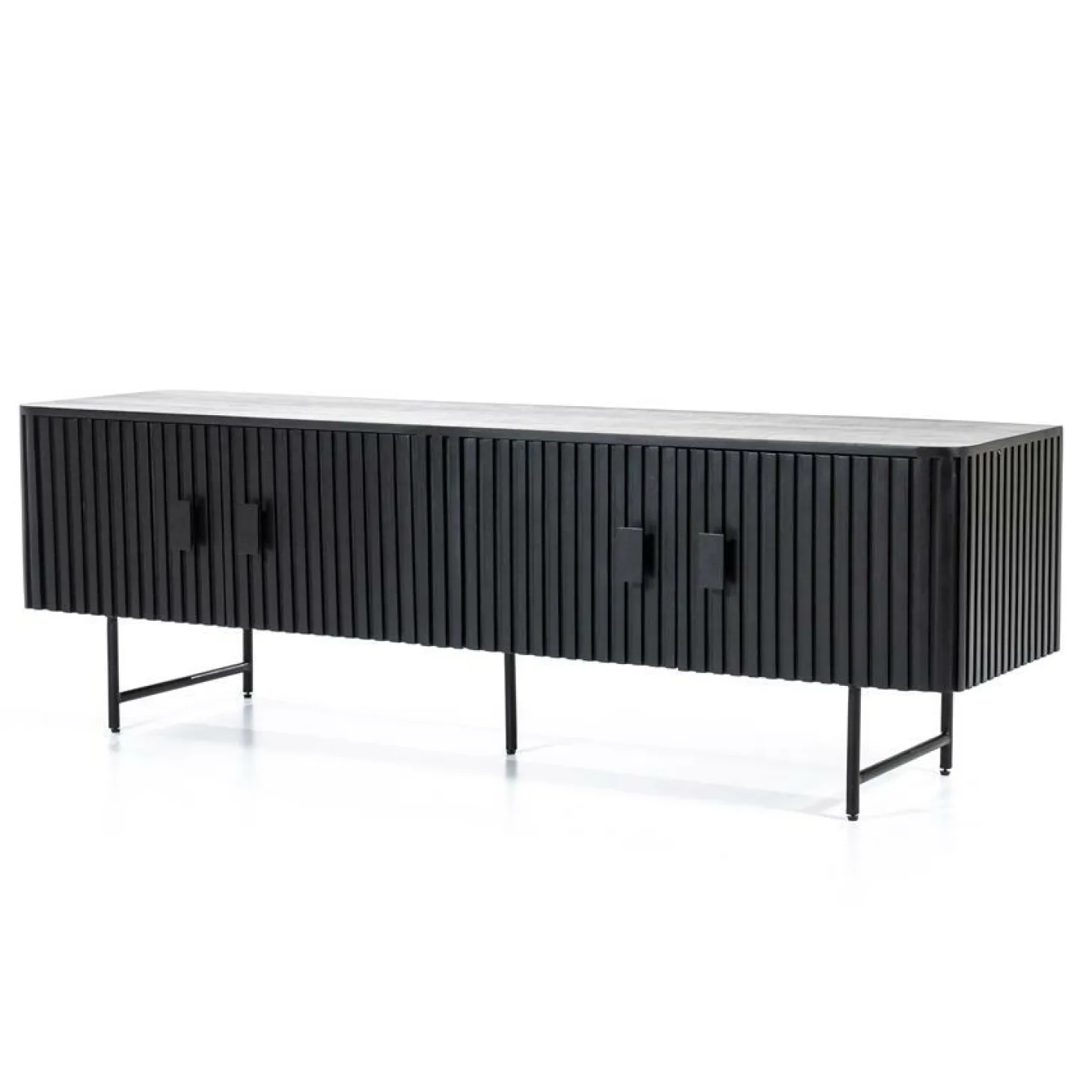 TV-meubel Remi Mangohout en Metaal 170cm - Zwart - Loft24.nl