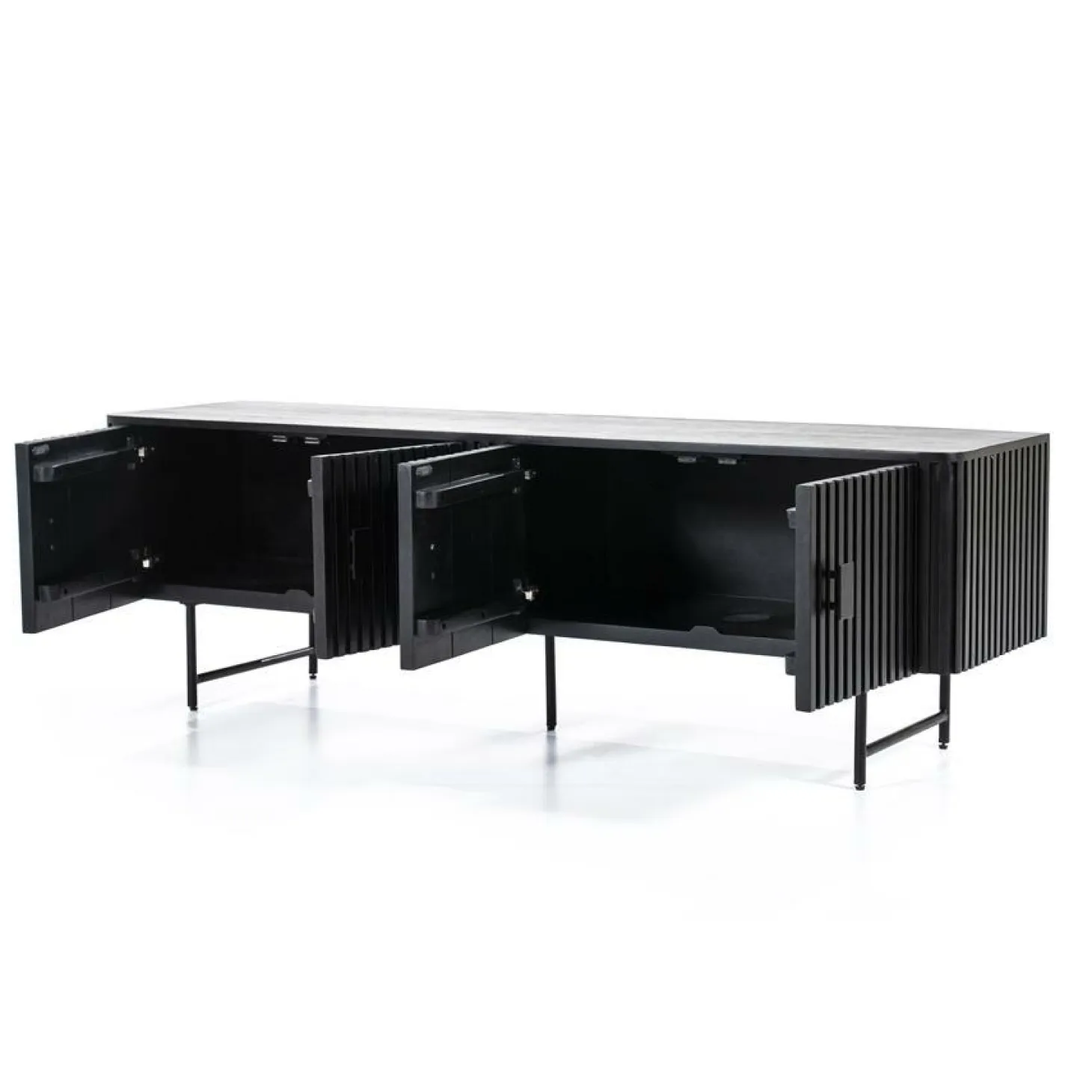 TV-meubel Remi Mangohout en Metaal 170cm - Zwart - Loft24.nl