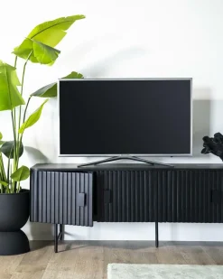 TV-meubel Remi Mangohout en Metaal 250 cm - Zwart - Loft24.nl