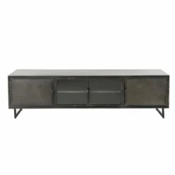 TV-meubel Rift metaal en Glas 180cm- Zwart - Loft24.nl
