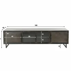 TV-meubel Rift metaal en Glas 180cm- Zwart - Loft24.nl